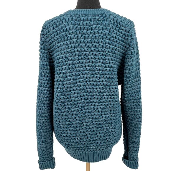 Vintage Campus Dusty Blue Crew Neck Textured Grandpa Sweater Large - Picture 4 of 4